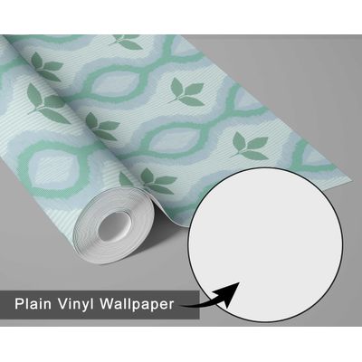 Papel de Parede Vinílico Autoadesivo com Motivo Tribal de Folhas Verdes, Decoração Fácil DIY para Quarto, Armários e Salas - S4Sassy 63,5 cm (L) × 304,8 cm (C) / Verde - Vinil Liso