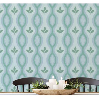 Papel de Parede Vinílico Autoadesivo com Motivo Tribal de Folhas Verdes, Decoração Fácil DIY para Quarto, Armários e Salas - S4Sassy 63,5 cm (L) × 304,8 cm (C) / Verde - Vinil Liso