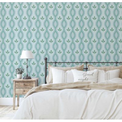 Papel de Parede Vinílico Autoadesivo com Motivo Tribal de Folhas Verdes, Decoração Fácil DIY para Quarto, Armários e Salas - S4Sassy 63,5 cm (L) × 304,8 cm (C) / Verde - Vinil Liso