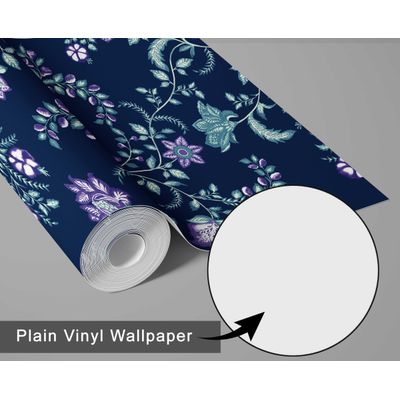 Papel de Parede Vinílico Autoadesivo Azul, Floral Rústico de Trepadeira, Prova d'Água Removível para Salas, Aluguel e Armários - S4Sassy 63,5 cm (L) × 304,8 cm (C) / Azul - Vinil Liso
