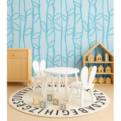 Papel de Parede Estilo Esboço de Árvore Moderna, Azul, Vinil Autoadesivo, Aplicação Fácil para Quarto, Armários, Salas - S4Sassy 63,5 cm (L) × 914,4 cm (C) / Azul - Vinil Texturizado