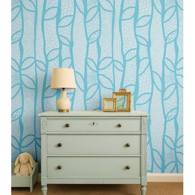 Papel de Parede Estilo Esboço de Árvore Moderna, Azul, Vinil Autoadesivo, Aplicação Fácil para Quarto, Armários, Salas - S4Sassy 63,5 cm (L) × 914,4 cm (C) / Azul - Vinil Texturizado