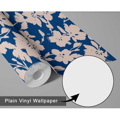 Papel de Parede Vinílico Autoadesivo Estampa Floral Chique Azul, à Prova d'Água Removível para Quartos, Locatários, Armários - S4Sassy 63,5 cm (L) × 609,6 cm (C) / Azul - Vinil Texturizado