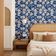 Papel de Parede Vinílico Autoadesivo Estampa Floral Chique Azul, à Prova d'Água Removível para Quartos, Locatários, Armários - S4Sassy 63,5 cm (L) × 914,4 cm (C) / Azul - Vinil Texturizado