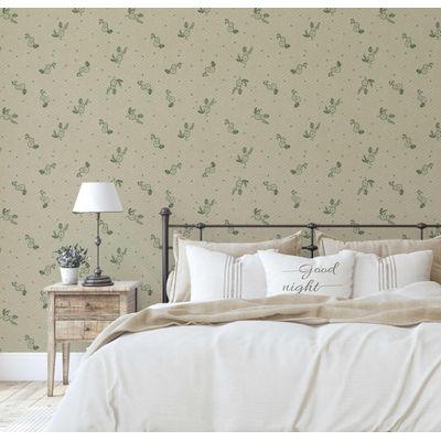 Vinil Autoadesivo Mini Floral, Impermeável, Verde, Removível, Estilo Asiático, para Quartos, Salas, Espaços de Locação e Armários - S4Sassy 63,5 cm (L) × 152,4 cm (C) / Verde - Vinil Texturizado