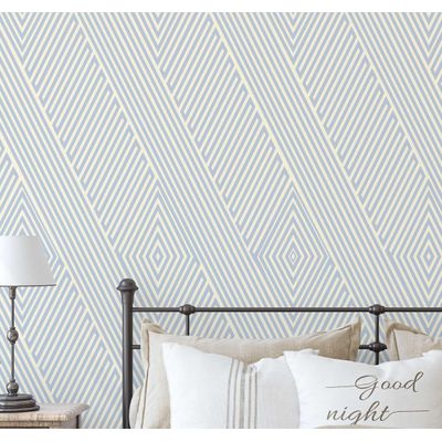 Papel de Parede Listras Modernas Azuis, Vinil Autoadesivo, Revestimento Decorativo, Fácil para Quarto, Armários e Salas - S4Sassy 63,5 cm (L) × 609,6 cm (C) / Azul - Vinil Texturizado