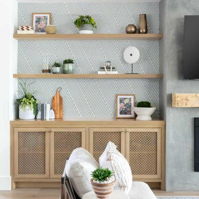 Papel de Parede Listras Modernas Azuis, Vinil Autoadesivo, Revestimento Decorativo, Fácil para Quarto, Armários e Salas - S4Sassy 63,5 cm (L) × 609,6 cm (C) / Azul - Vinil Texturizado