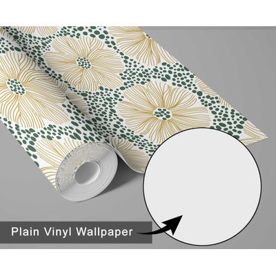 Papel de Parede Floral Moderno Amarelo, Vinil Autoadesivo, Revestimento Decorativo, Aplicação Fácil para Quarto, Armários e Sala - S4Sassy 63,5 cm (L) × 304,8 cm (C) / Amarelo - Vinil Texturizado