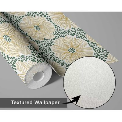 Papel de Parede Floral Moderno Amarelo, Vinil Autoadesivo, Revestimento Decorativo, Aplicação Fácil para Quarto, Armários e Sala - S4Sassy 63,5 cm (L) × 304,8 cm (C) / Amarelo - Vinil Texturizado