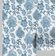 Papel de Parede Vinílico Autoadesivo Estampa Floral Vintage Azul Impermeável Removível Asiático para Quartos, Salas, Armários - S4Sassy 63,5 cm (L) × 609,6 cm (C) / Azul - Vinil Texturizado