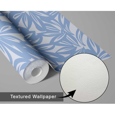 Papel de Parede Estampa Tropical de Folhas Azul, Vinil Autoadesivo Decorativo, Fácil DIY para Quarto, Armários e Ambientes - S4Sassy 63,5 cm (L) × 304,8 cm (C) / Azul - Vinil Texturizado