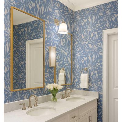 Papel de Parede Estampa Tropical de Folhas Azul, Vinil Autoadesivo Decorativo, Fácil DIY para Quarto, Armários e Ambientes - S4Sassy 63,5 cm (L) × 304,8 cm (C) / Azul - Vinil Texturizado