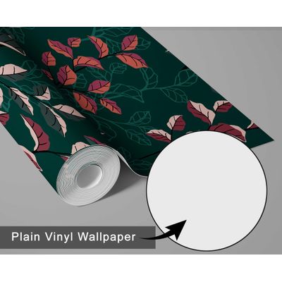 Papel de Parede Folhas de Outono Verde, Vinil Autoadesivo, Envoltório Decorativo Fácil para Quarto, Sala e Armários - S4Sassy 63,5 cm (L) × 609,6 cm (C) / Verde - Vinil Texturizado