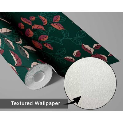 Papel de Parede Folhas de Outono Verde, Vinil Autoadesivo, Envoltório Decorativo Fácil para Quarto, Sala e Armários - S4Sassy 63,5 cm (L) × 609,6 cm (C) / Verde - Vinil Texturizado