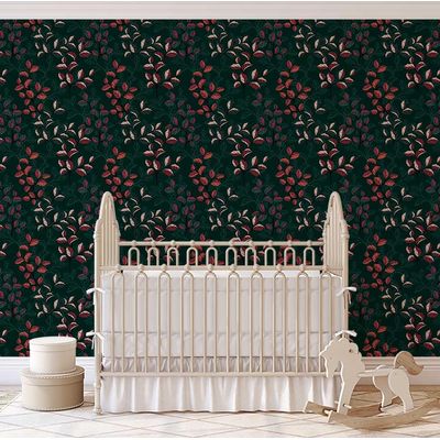 Papel de Parede Folhas de Outono Verde, Vinil Autoadesivo, Envoltório Decorativo Fácil para Quarto, Sala e Armários - S4Sassy 63,5 cm (L) × 609,6 cm (C) / Verde - Vinil Texturizado