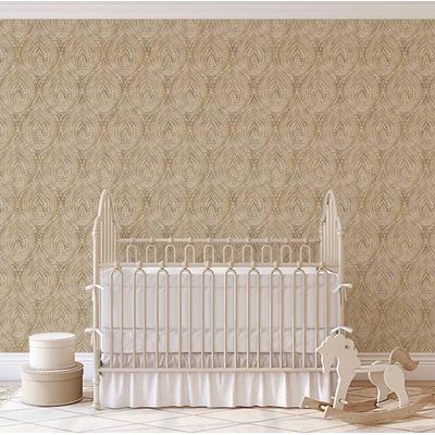 Papel de Parede Folha Geométrica Bege, Autoadesivo, Decoração DIY Fácil para Quarto Estilo Fazenda, Sala e Armários - S4Sassy 63,5 cm (L) × 304,8 cm (C) / Bege - Vinil Liso