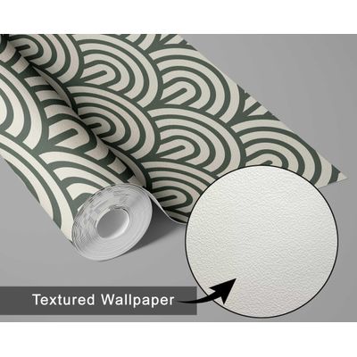 Papel de Parede Vinílico Autoadesivo Geométrico Semicírculo Bege, Fácil DIY para Quarto, Armários e Sala de Estar - S4Sassy 63,5 cm (L) × 152,4 cm (C) / Bege - Vinil Texturizado
