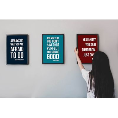 Quadro Motivacional 'Ontem Você Disse Amanhã. Apenas Faça.' - Nike, Citação para Casa/Escritório, 1 Peça, Vermelho - Inkdotpot 30,48 Cm × 45,72 Cm / Somente Pôster