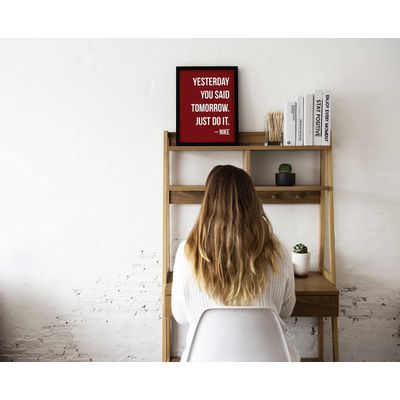 Quadro Motivacional 'Ontem Você Disse Amanhã. Apenas Faça.' - Nike, Citação para Casa/Escritório, 1 Peça, Vermelho - Inkdotpot 30,48 Cm × 45,72 Cm / Somente Pôster