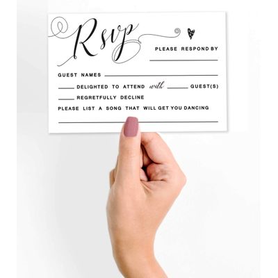 50 Cartões RSVP em Branco 10 x 15 cm com Envelopes Brancos para Casamento, Chá de Panela, Chá de Bebê, Jantar de Ensaio - Inkdotpot 10,16 Cm × 15,24 Cm / Branco