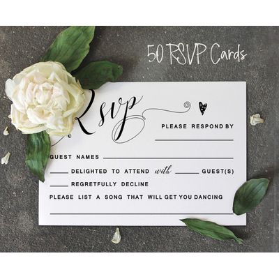 50 Cartões RSVP em Branco 10 x 15 cm com Envelopes Brancos para Casamento, Chá de Panela, Chá de Bebê, Jantar de Ensaio - Inkdotpot 10,16 Cm × 15,24 Cm / Branco