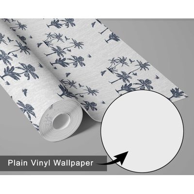 Mini Ilha de Palmeira Papel de Parede Cinza Autoadesivo de Vinil, DIY Fácil para Quarto, Sala, Armários - S4Sassy 63,5 cm (L) × 152,4 cm (C) / Cinza - Vinil Liso