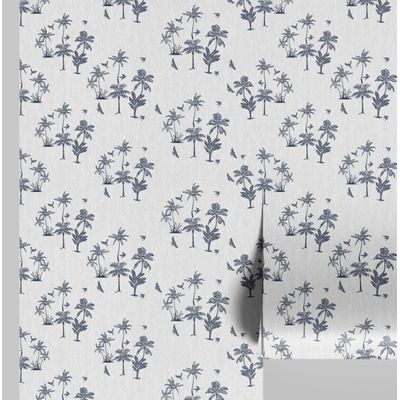 Mini Ilha de Palmeira Papel de Parede Cinza Autoadesivo de Vinil, DIY Fácil para Quarto, Sala, Armários - S4Sassy 63,5 cm (L) × 152,4 cm (C) / Cinza - Vinil Liso