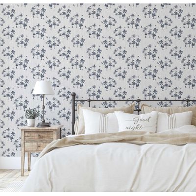 Mini Ilha de Palmeira Papel de Parede Cinza Autoadesivo de Vinil, DIY Fácil para Quarto, Sala, Armários - S4Sassy 63,5 cm (L) × 152,4 cm (C) / Cinza - Vinil Liso