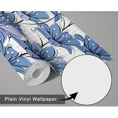 Removível Natural Impermeável Papel Contato Mosaico Abstrato de Lírios Paredes, Armários, Cômoda Vinílico Autoadesivo Azul - S4Sassy 63,5 cm (L) × 152,4 cm (C) / Azul - Vinil Liso
