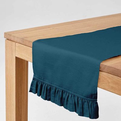 Caminho de Mesa Azul-Esverdeado Estiloso para Decoração de Casa, Casamento, Festa e Feriado - Vargottam 35,56 Cm (L) × 274,32 Cm (C) / Azul