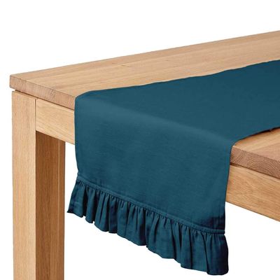 Caminho de Mesa Azul-Esverdeado Estiloso para Decoração de Casa, Casamento, Festa e Feriado - Vargottam 35,56 Cm (L) × 274,32 Cm (C) / Azul
