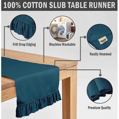Caminho de Mesa Azul-Esverdeado Estiloso para Decoração de Casa, Casamento, Festa e Feriado - Vargottam 35,56 Cm (L) × 274,32 Cm (C) / Azul