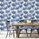 Removível Natural Impermeável Papel Contato Mosaico Abstrato de Lírios Paredes, Armários, Cômoda Vinílico Autoadesivo Azul - S4Sassy 63,5 cm (L) × 304,8 cm (C) / Azul - Vinil Texturizado