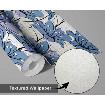 Removível Natural Impermeável Papel Contato Mosaico Abstrato de Lírios Paredes, Armários, Cômoda Vinílico Autoadesivo Azul - S4Sassy 63,5 cm (L) × 304,8 cm (C) / Azul - Vinil Texturizado