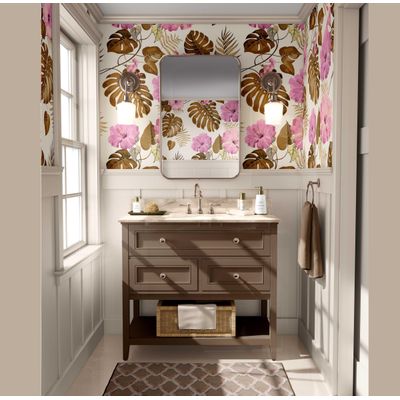 Papel de Parede de Vinil Autoadesivo Floral de Hibisco Verde, Revestimento Decorativo Fácil para Quarto, Sala e Armários - S4Sassy 63,5 cm (L) × 152,4 cm (C) / Verde - Vinil Liso