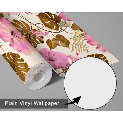 Papel de Parede de Vinil Autoadesivo Floral de Hibisco Verde, Revestimento Decorativo Fácil para Quarto, Sala e Armários - S4Sassy 63,5 cm (L) × 152,4 cm (C) / Verde - Vinil Liso