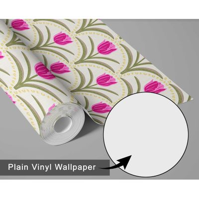 Revestimento Vinílico Autoadesivo Estampa Arco Tulipa Chic, Contact Impermeável Rosa, para Quartos, Ambientes Alugados e Armários - S4Sassy 63,5 cm (L) × 304,8 cm (C) / Rosa - Vinil Texturizado