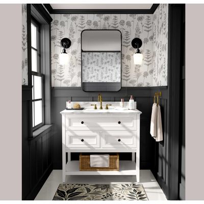 Papel de Parede Vinílico Autoadesivo Impermeável, Estampa Botânica Esboço Chique, Cinza, para Quartos, Espaços Alugados e Armários - S4Sassy 63,5 cm (L) × 152,4 cm (C) / Cinza - Vinil Texturizado
