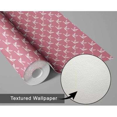 Papel de Parede Autoadesivo Rosa com Pássaro em Voo, Vinil Removível, Faça Você Mesmo, Adesivo Destacável para Entrada - S4sassy 63,5 cm (L) × 152,4 cm (C) / Rosa - Vinil Texturizado
