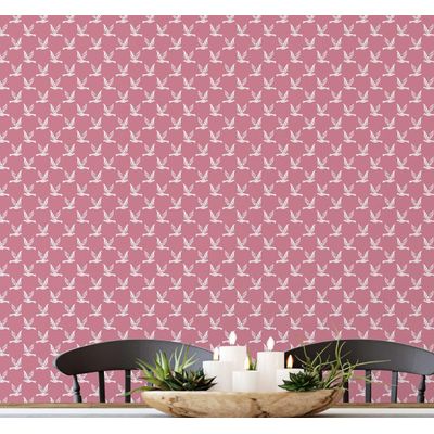 Papel de Parede Autoadesivo Rosa com Pássaro em Voo, Vinil Removível, Faça Você Mesmo, Adesivo Destacável para Entrada - S4sassy 63,5 cm (L) × 152,4 cm (C) / Rosa - Vinil Texturizado