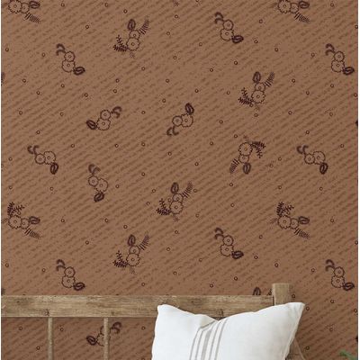 Vinílico Autoadesivo Impermeável Mini Floral, Marrom, Removível, Estilo Asiático para Quartos, Salas, Espaços Alugados e Armários - S4Sassy 63,5 cm (L) × 152,4 cm (C) / Marrom - Vinil Texturizado