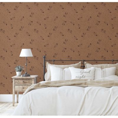 Vinílico Autoadesivo Impermeável Mini Floral, Marrom, Removível, Estilo Asiático para Quartos, Salas, Espaços Alugados e Armários - S4Sassy 63,5 cm (L) × 152,4 cm (C) / Marrom - Vinil Texturizado