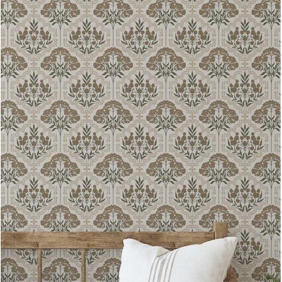 Papel de Parede Vinil Autoadesivo Motivo de Árvore Vintage Verde, Fácil DIY para Quarto Estilo Fazenda, Sala e Armários - S4Sassy 63,5 cm (L) × 152,4 cm (C) / Verde - Vinil Texturizado
