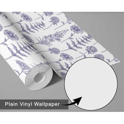Papel de Parede Vinílico Autoadesivo Impermeável Estampa Botânica Chic Roxo para Quartos, Espaços de Locatários e Armários - S4Sassy 63,5 cm (L) × 304,8 cm (C) / Roxo - Vinil Liso