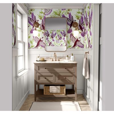 Removível Impermeável Inspirado na Natureza Pássaro Azul em Voo e Folhagens Rolo Vinílico Autoadesivo para Paredes e Armários Roxo - S4sassy 63,5 cm (L) × 304,8 cm (C) / Roxo - Vinil Liso