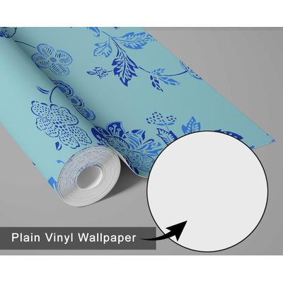 Papel Vinílico Autoadesivo Botânico Feito à Mão, Impermeável e Removível  Azul para Salas, Casas Alugadas e Armários - S4Sassy 63,5 cm (L) × 304,8 cm (C) / Azul - Vinil Liso