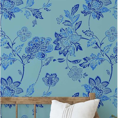 Papel Vinílico Autoadesivo Botânico Feito à Mão, Impermeável e Removível  Azul para Salas, Casas Alugadas e Armários - S4Sassy 63,5 cm (L) × 304,8 cm (C) / Azul - Vinil Liso