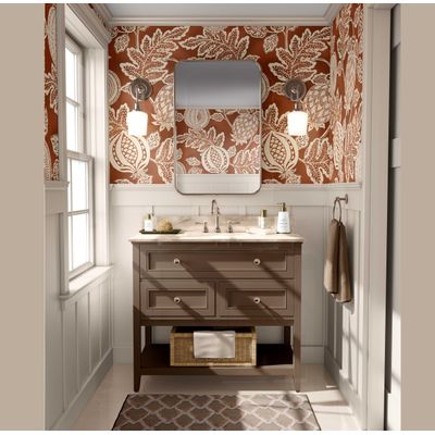 Papel de Parede Vinílico Autoadesivo Botânico de Romã Marrom, Fácil DIY para Quarto Estilo Fazenda, Armários e Ambientes - S4Sassy 63,5 cm (L) × 914,4 cm (C) / Marrom - Vinil Liso