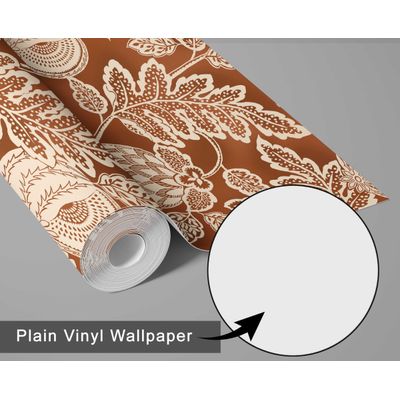 Papel de Parede Vinílico Autoadesivo Botânico de Romã Marrom, Fácil DIY para Quarto Estilo Fazenda, Armários e Ambientes - S4Sassy 63,5 cm (L) × 914,4 cm (C) / Marrom - Vinil Liso