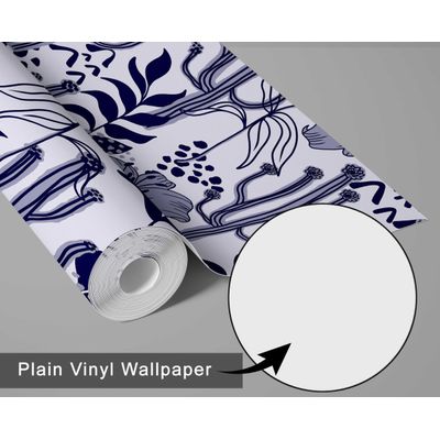 Papel de Parede Vinílico Autoadesivo Floral de Cactos, Impermeável Roxo, Removível p/ Quartos, Salas, Armários, Inquilinos - S4Sassy 63,5 cm (L) × 914,4 cm (C) / Roxo - Vinil Liso